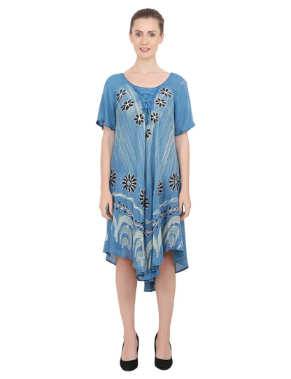 Women's Casual Dresses Loose Swing Flare Dress 105- Blue