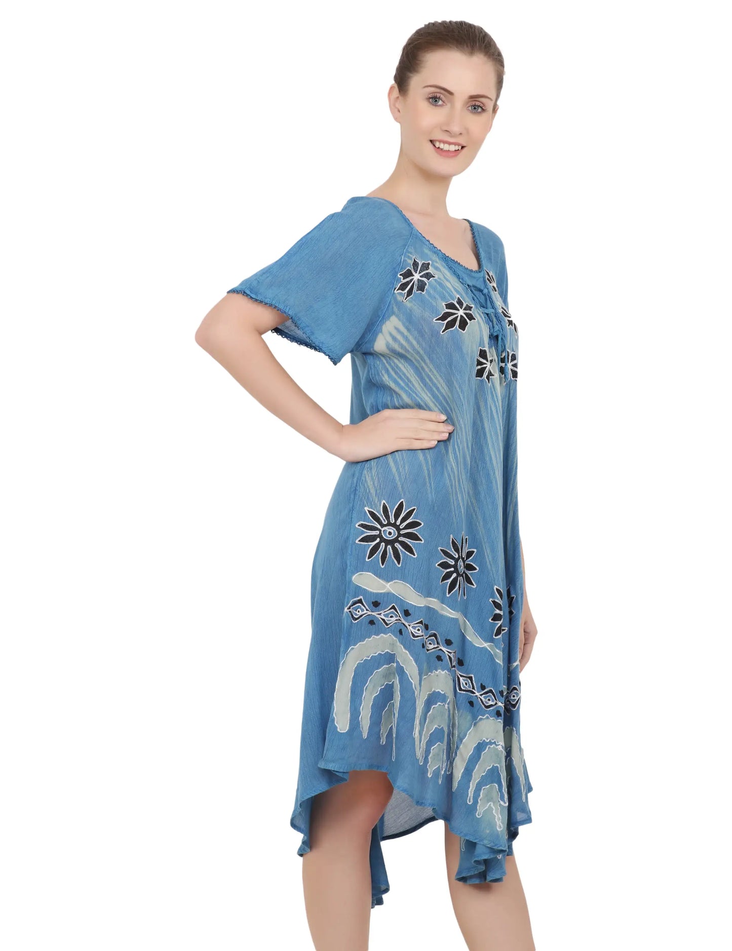 Women's Casual Dresses Loose Swing Flare Dress 105- Blue