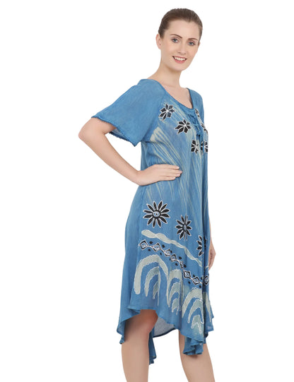 Women's Casual Dresses Loose Swing Flare Dress 105- Blue