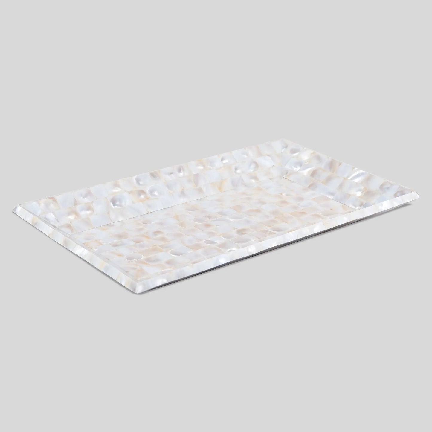 Decorative Trays Mother of Pearl Collection in 12x7 Inch, White
