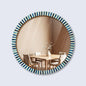 18" Round Black & White Striped Radial Pattern Wall Mirror