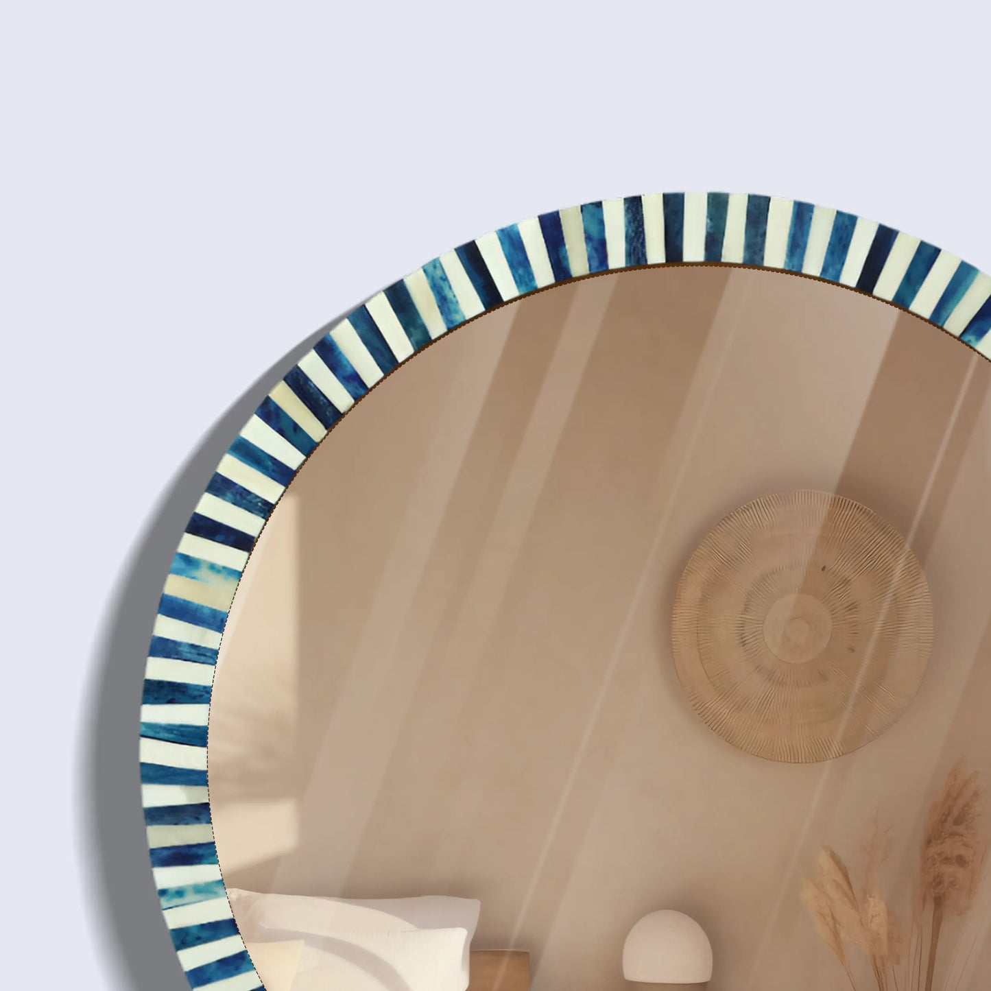18" Round Black & White Striped Radial Pattern Wall Mirror