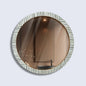 Round Chevron Bone Inlay Wall Hanging Mirror Frame – 24" Dia