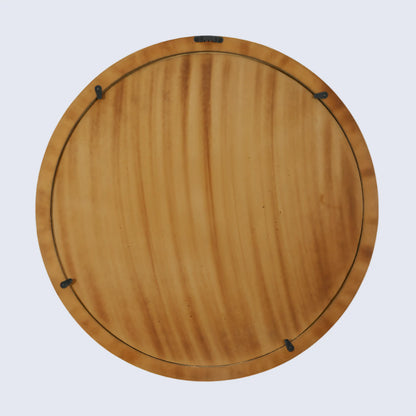 Round Chevron Bone Inlay Wall Hanging Mirror Frame – 24" Dia