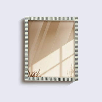 20"x24" Rectangular Mirror – Gray White Striped MDF Frame