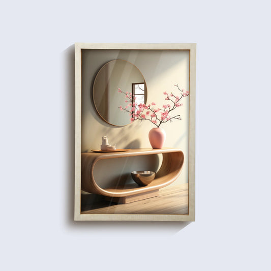 38x25” Light Peach Checkered Resin Inlay Decorative Wall Mirror