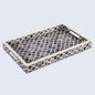 Decorative Trays Moroccan Pattern Bone & Resin Inlay Collection in 3 Sizes, Grey & White
