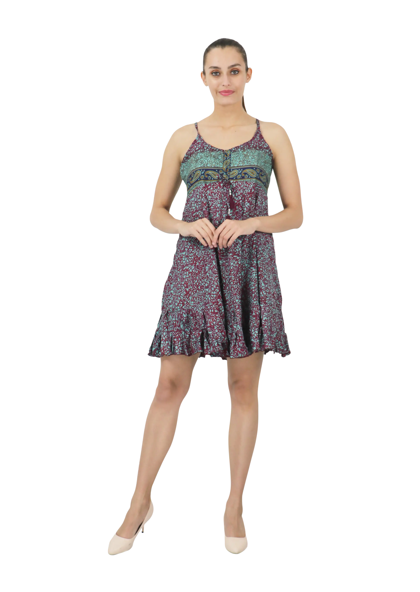Women's Bohemian Inspired Casual Top Short Dresses in Two Sizes (P411)