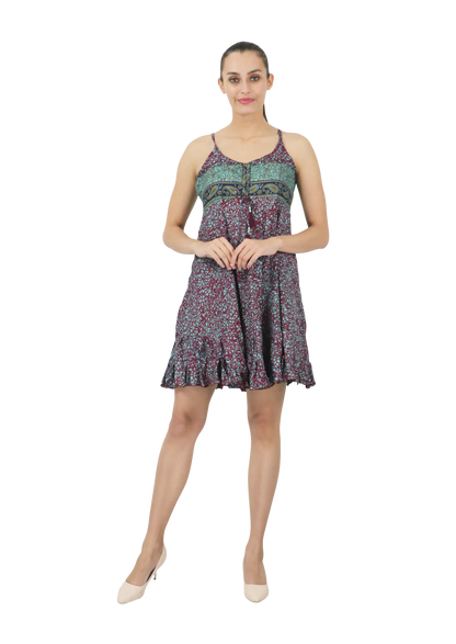 Women's Bohemian Inspired Casual Top Short Dresses in Two Sizes (P411)