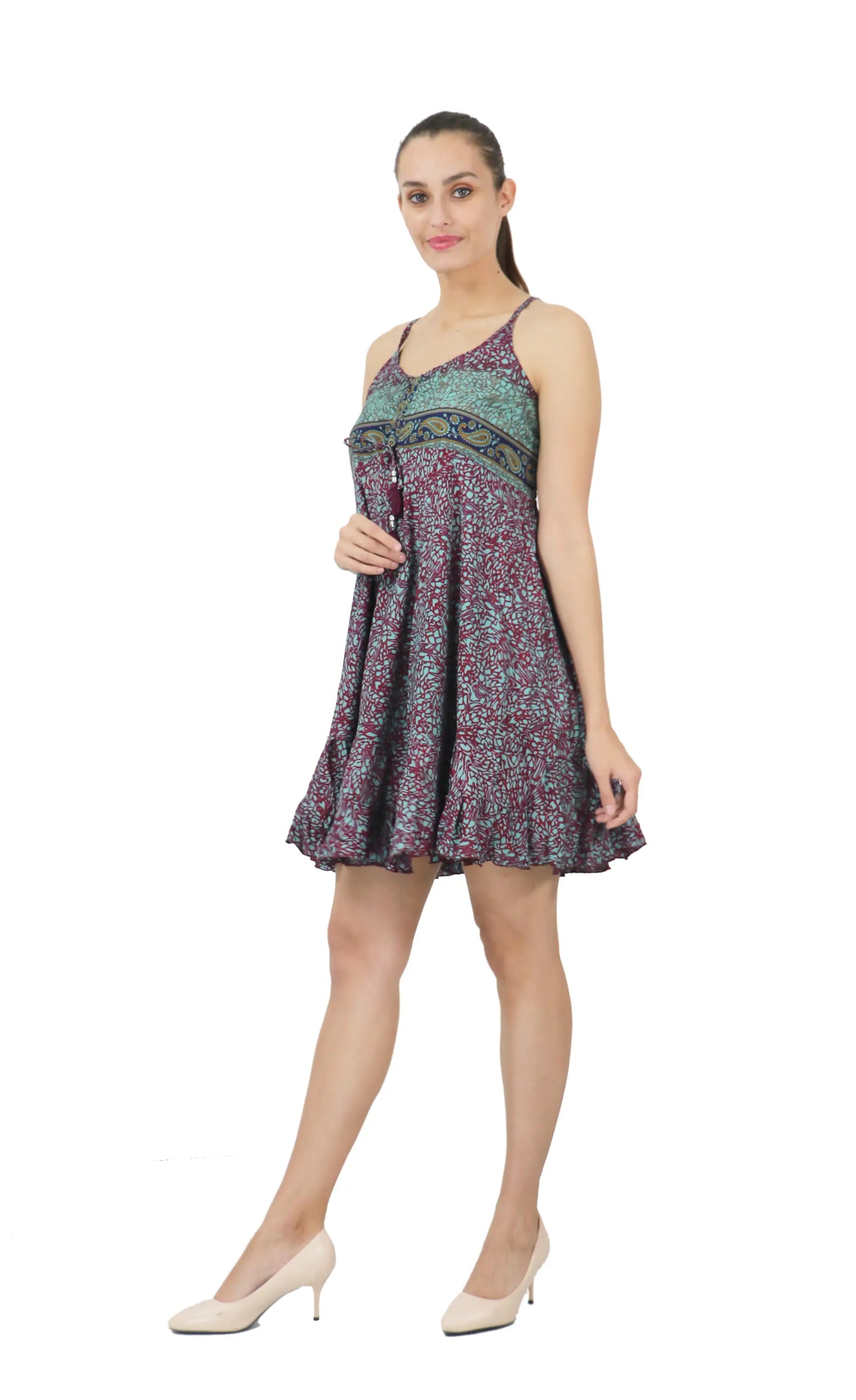 Women's Bohemian Inspired Casual Top Short Dresses in Two Sizes (P411)