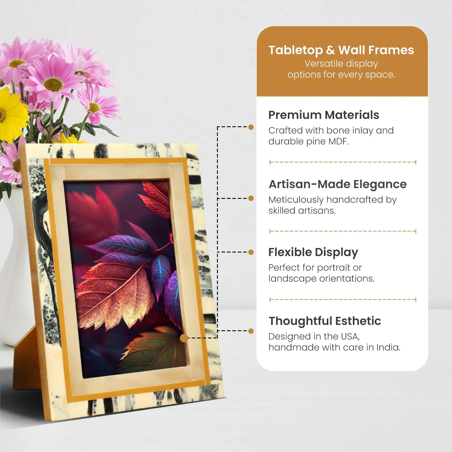 Ivory Abstract Ink Resin Inlay Picture Frame in 4x6 & 5x7 – Wholesale picture frames