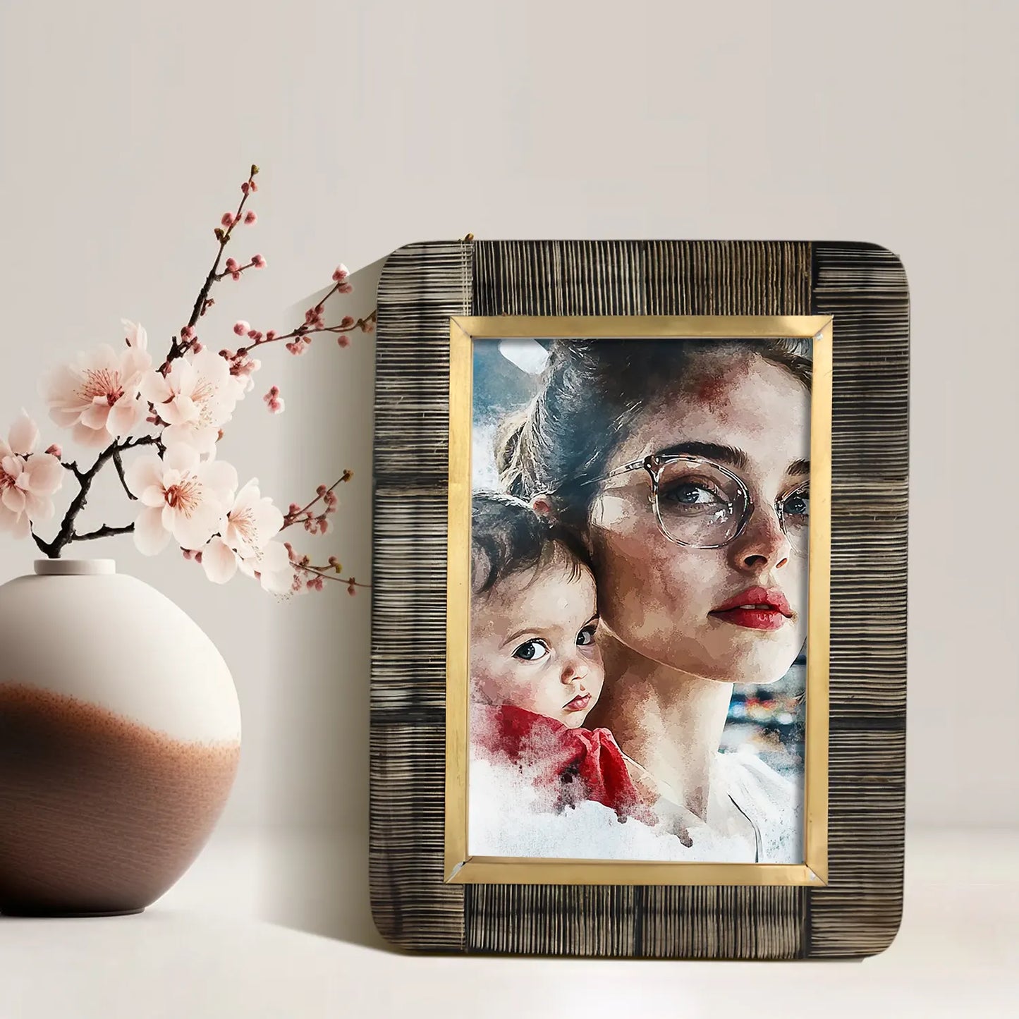 Horn Inlay Shagrin Picture Photo Frames Brown - Rounded Corners, 4x6 5x7 – Wholesale picture frames