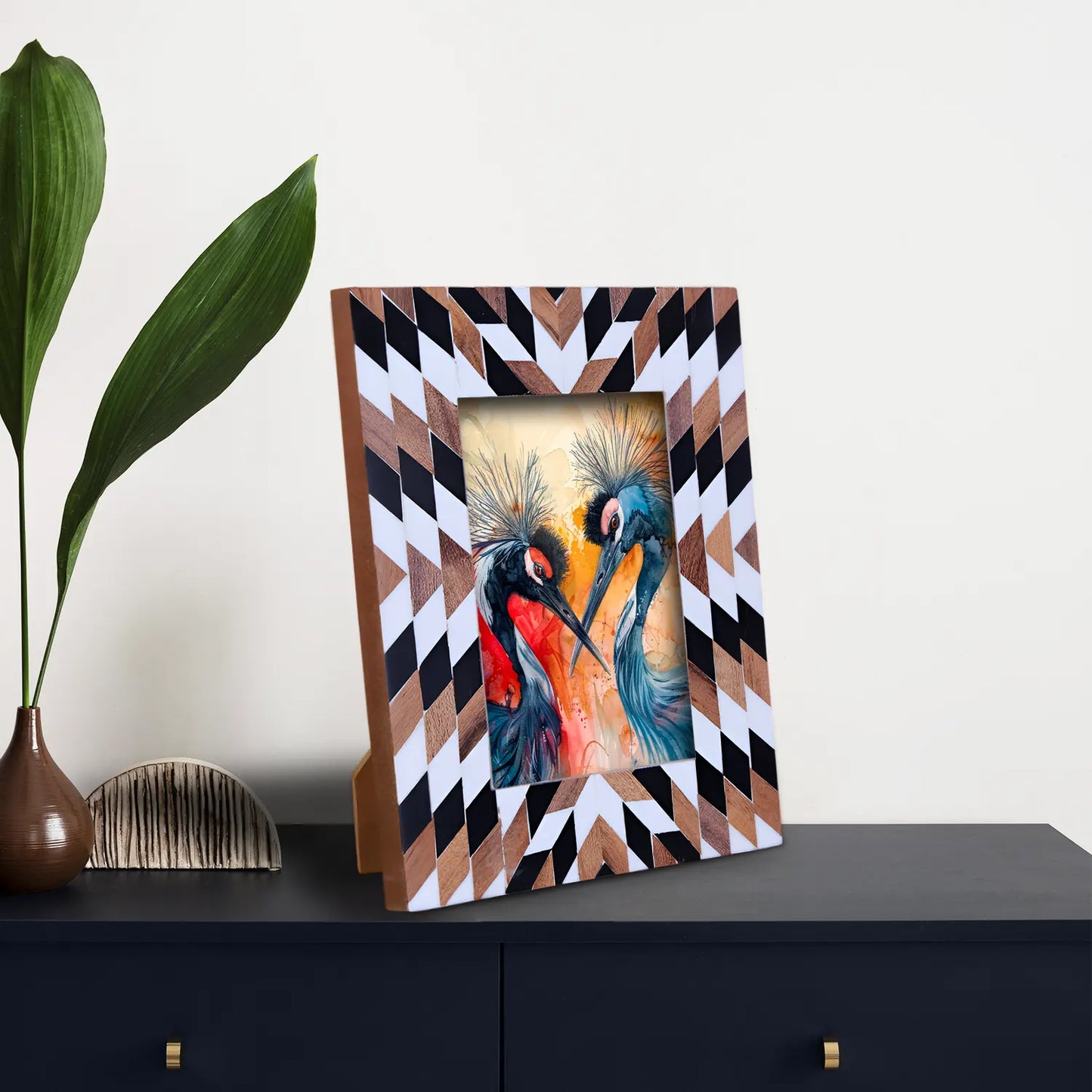Herringbone Pattern Wood & Resin Inlay Picture Frame - 4x6 & 5x7 – Wholesale picture frames
