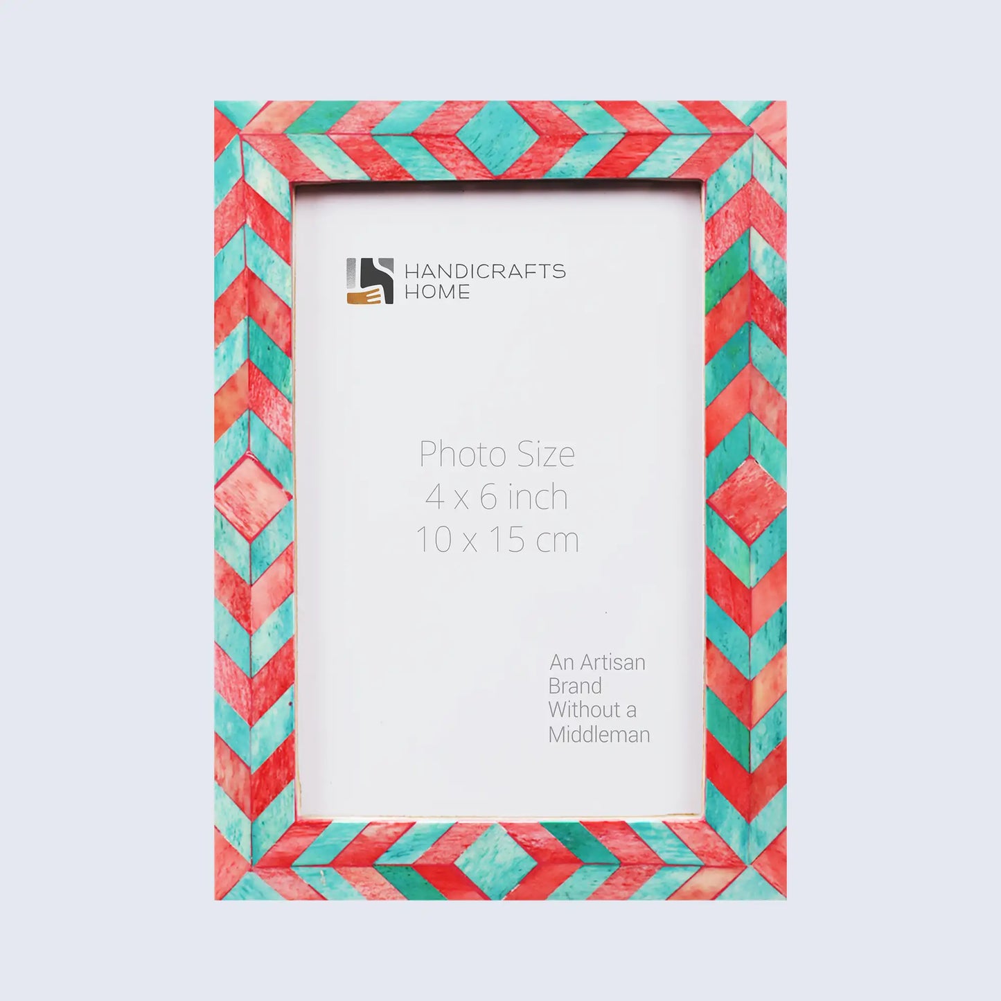 Picture Frames Mosaic Chevron Pattern Bone Inlay Collection in 3 sizes, Green & Red – Wholesale picture frames