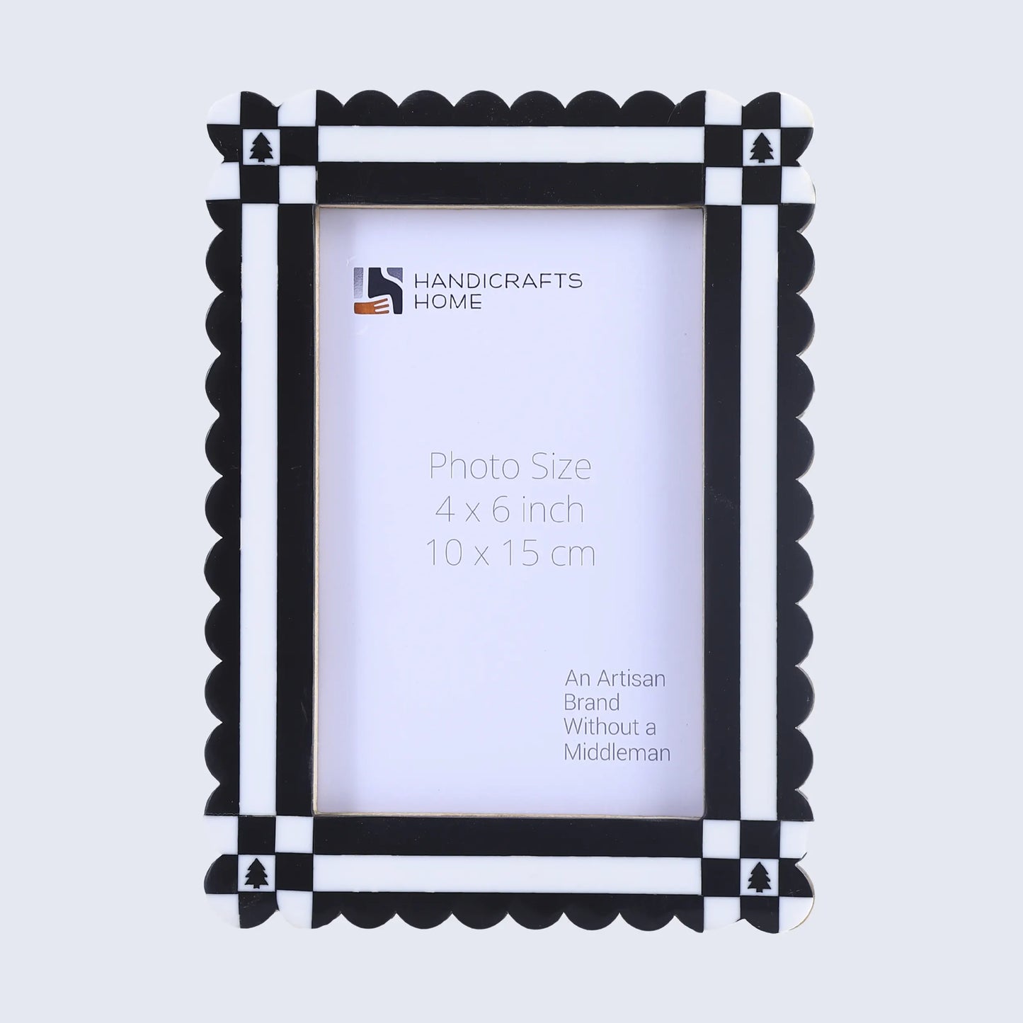 Handicrafts Home  Chalet Collection 4x6, 5x7 Picture Frames, Handmade with Resin Inlay & Pine MDF Red, Green & Black Scalloped Frames  Retail Ready & Giftable Home Decor