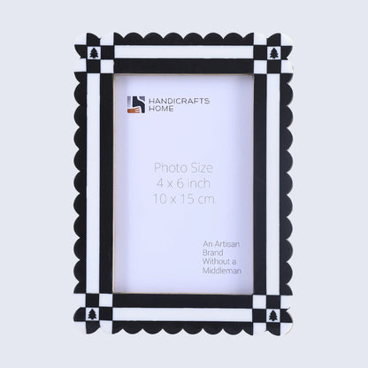 Handicrafts Home  Chalet Collection 4x6, 5x7 Picture Frames, Handmade with Resin Inlay & Pine MDF Red, Green & Black Scalloped Frames  Retail Ready & Giftable Home Decor