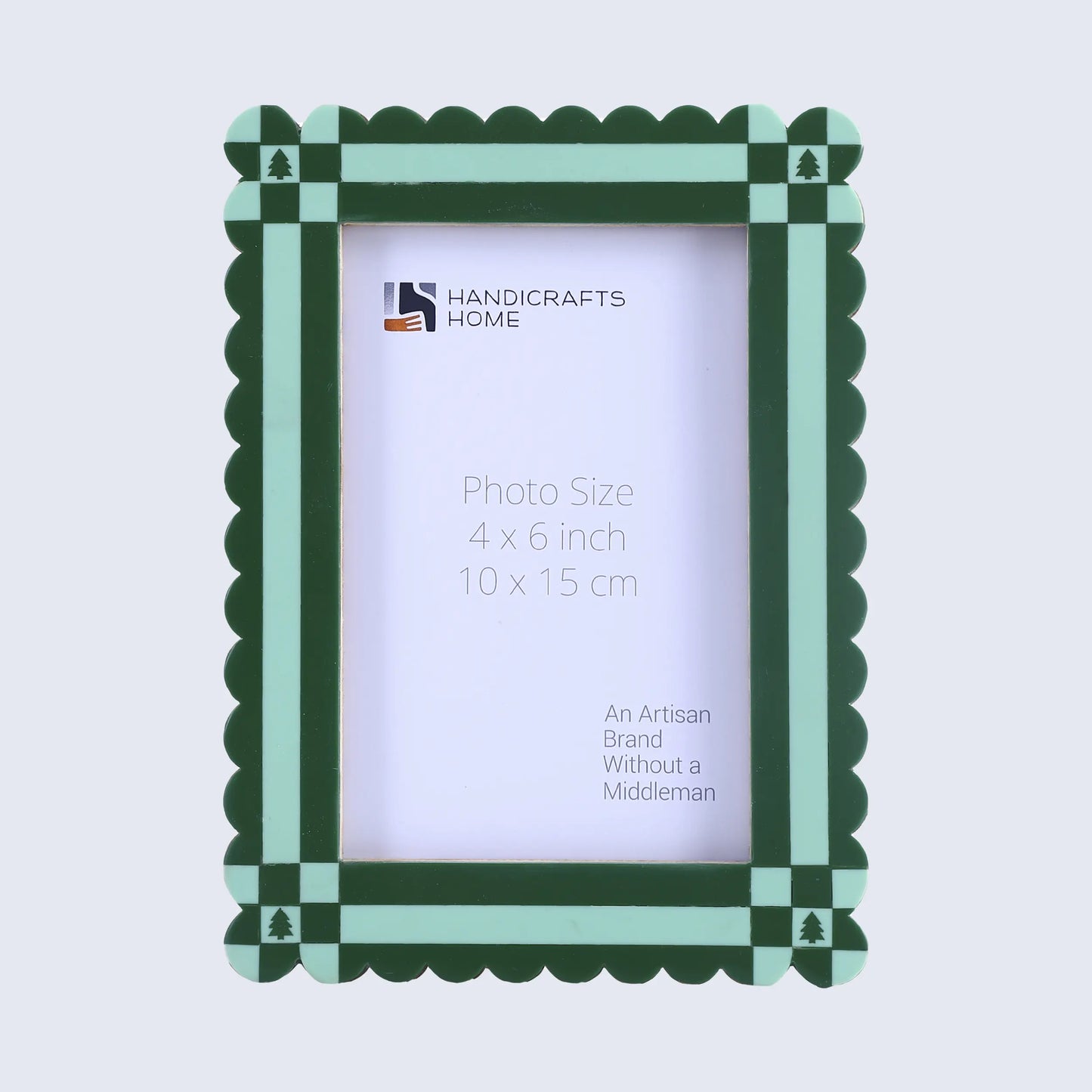 Handicrafts Home  Chalet Collection 4x6, 5x7 Picture Frames, Handmade with Resin Inlay & Pine MDF Red, Green & Black Scalloped Frames  Retail Ready & Giftable Home Decor