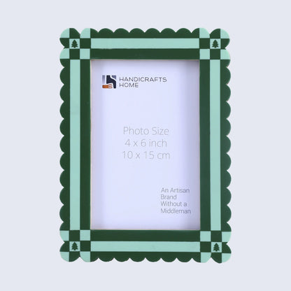 Handicrafts Home  Chalet Collection 4x6, 5x7 Picture Frames, Handmade with Resin Inlay & Pine MDF Red, Green & Black Scalloped Frames  Retail Ready & Giftable Home Decor