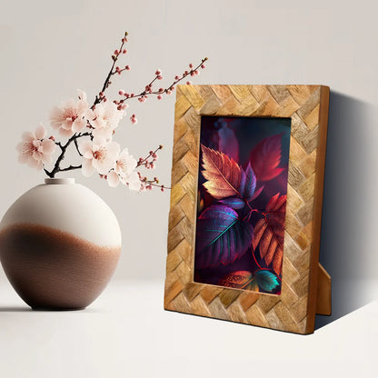 Wood Inlay Cinnamon Plaits Pattern Picture Photo Frame - 4x6 – Wholesale picture frames