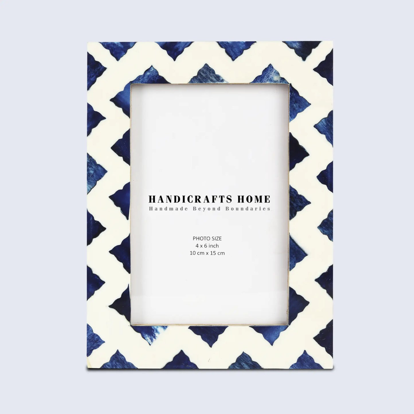 Picture Frames Indigo Pattern Bone & Resin Inlay Collection in White & Blue, 4x6 – Wholesale picture frames