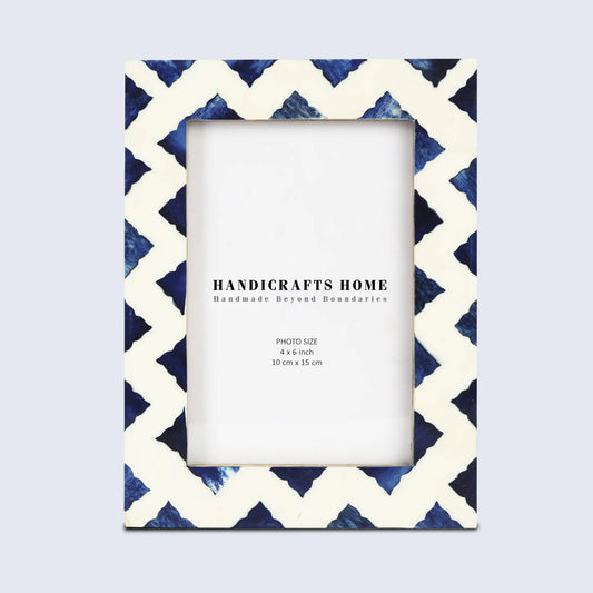 Picture Frames Indigo Pattern Bone & Resin Inlay Collection in White & Blue, 4x6 – Wholesale picture frames
