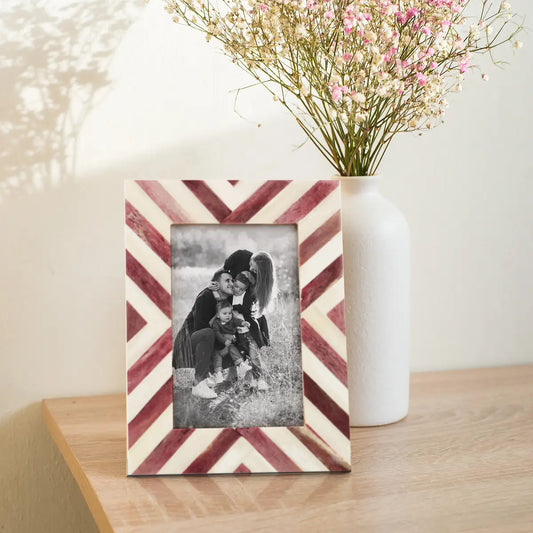 Picture Frames Chevron Pattern Bone Inlay in 2 Sizes- Purple – Wholesale picture frames