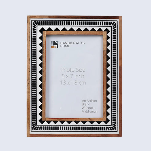 Wood Resin Inlay Handmade Black & White Geometric Picture Frame – 4x6, 5x7 – Wholesale picture frames