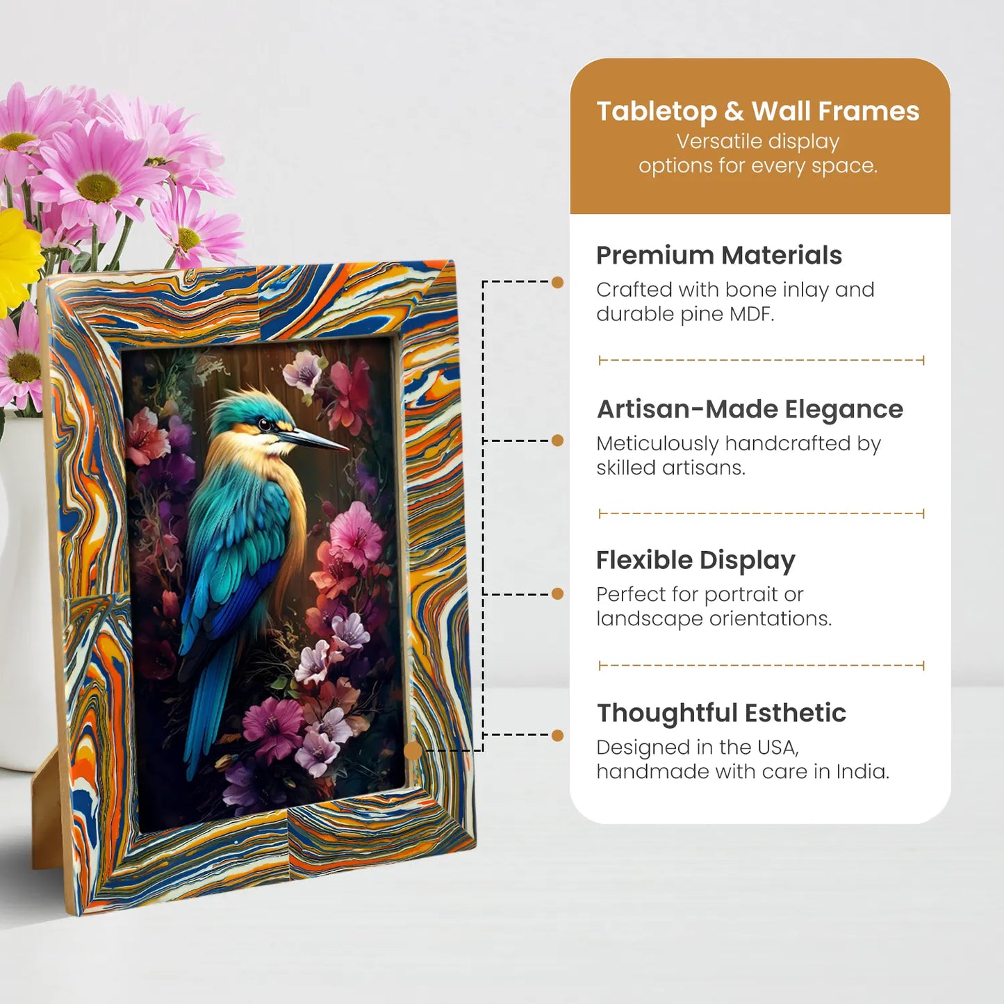 Colorful Paint Splatter Pattern 5x7 Resin Inlay Picture Frame – Wholesale picture frames