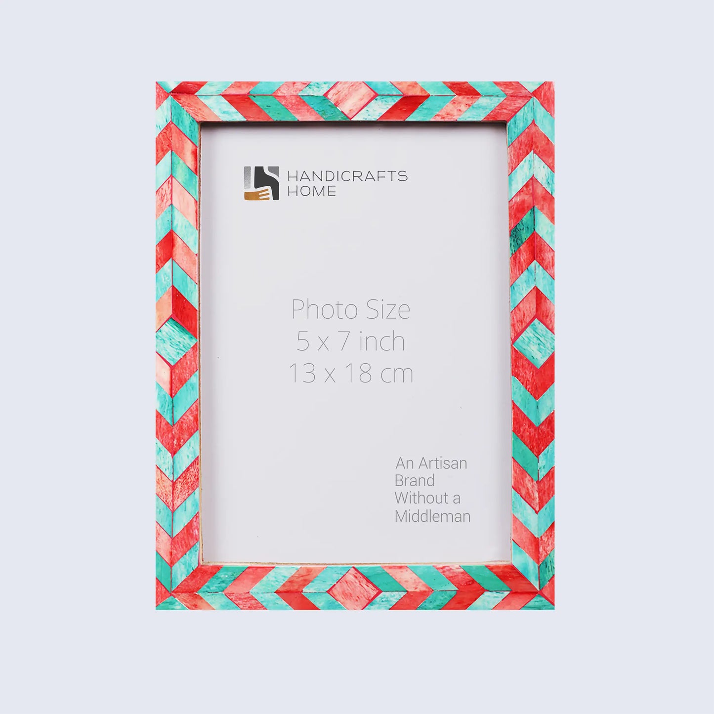 Picture Frames Mosaic Chevron Pattern Bone Inlay Collection in 3 sizes, Green & Red – Wholesale picture frames