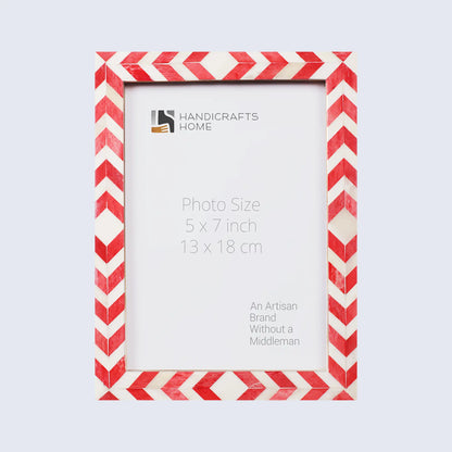 Picture Frames Mosaic Chevron Pattern Bone Inlay Collection in 3 sizes, Red – Wholesale picture frames