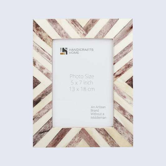 Picture Frames Chevron Pattern Bone Inlay Collection in 2 Sizes, Make to Order, Brown – Wholesale picture frames