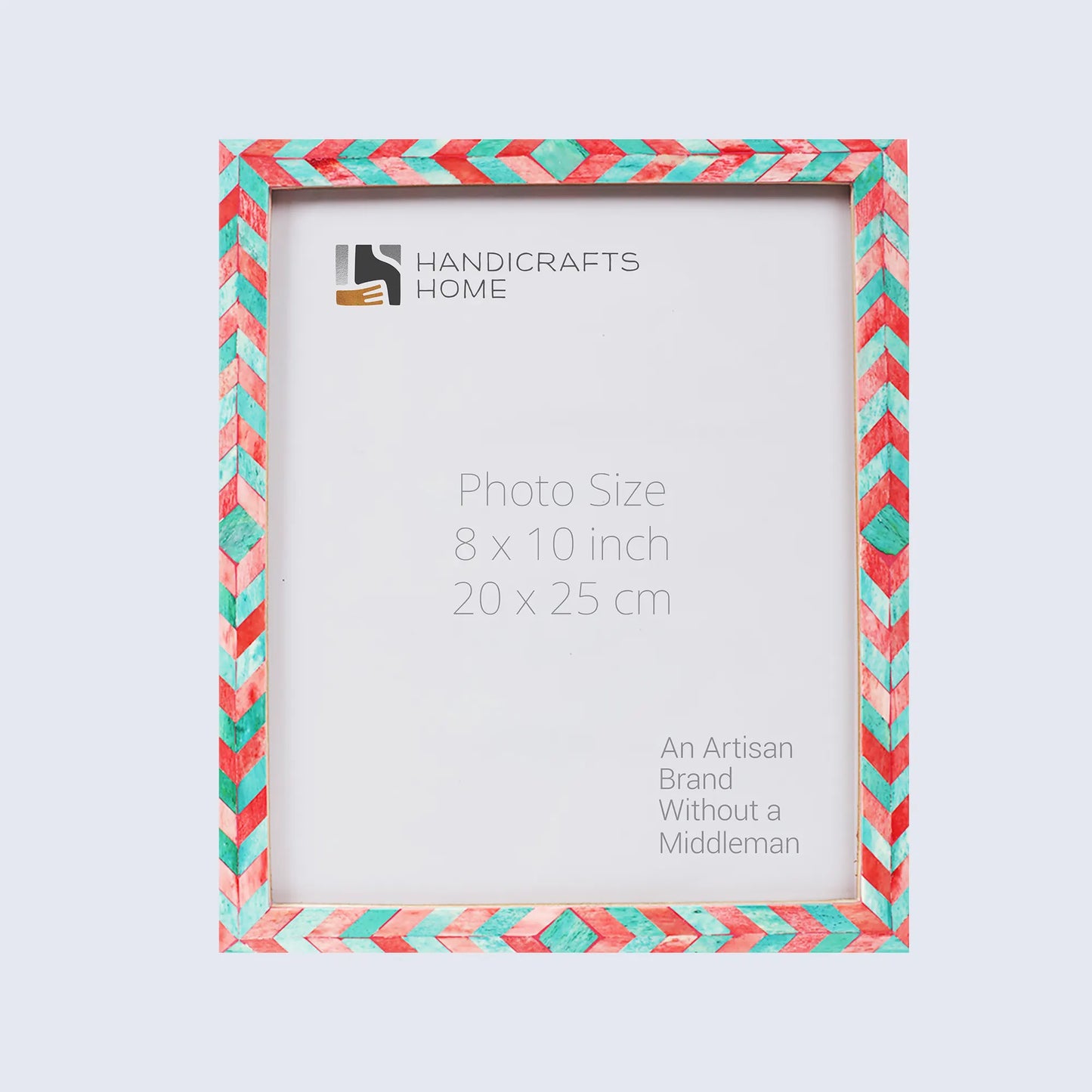 Picture Frames Mosaic Chevron Pattern Bone Inlay Collection in 3 sizes, Green & Red – Wholesale picture frames