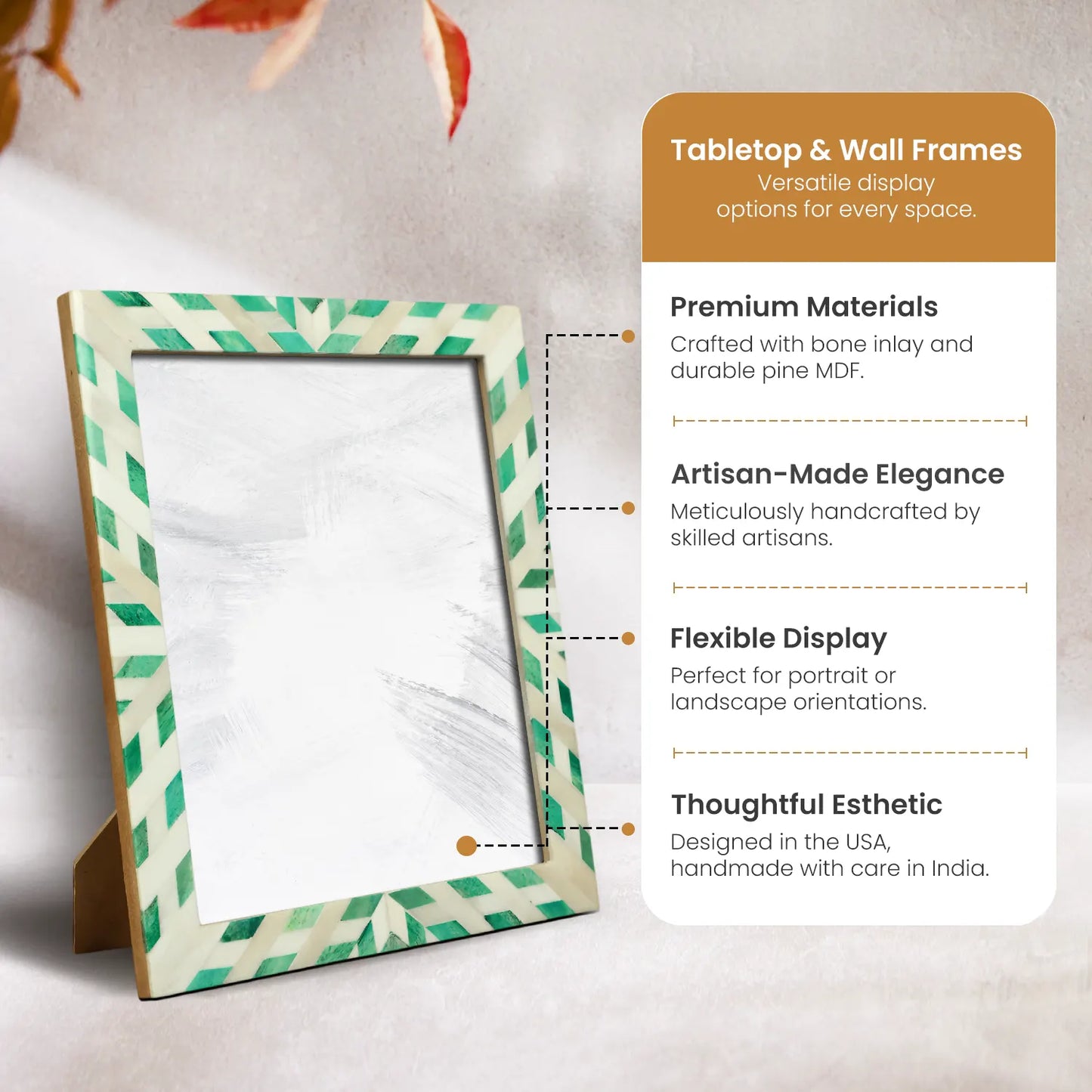 Hypno Nature Bone Inlay Green & White Picture Frame Collection in 3 Sizes – Wholesale picture frames