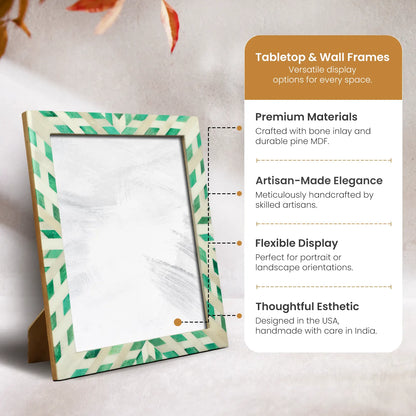 Hypno Nature Bone Inlay Green & White Picture Frame Collection in 3 Sizes – Wholesale picture frames