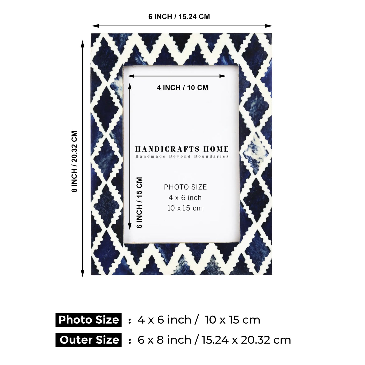 Picture Frames Indigo Mosaic Diamond Pattern Bone & Resin Inlay Collection, 4X6 – Wholesale picture frames