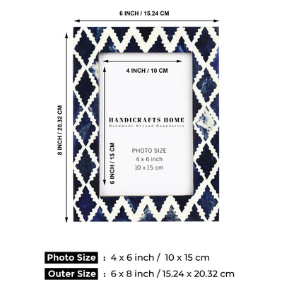 Picture Frames Indigo Mosaic Diamond Pattern Bone & Resin Inlay Collection, 4X6 – Wholesale picture frames