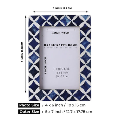Picture Frames Indigo Mosaic Star Pattern Bone & Resin Inlay Collection, 4x6 – Wholesale picture frames