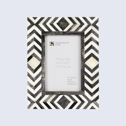 Picture Frames Mosaic Chevron Pattern Bone Inlay Collection in 3 sizes, Grey – Wholesale picture frames