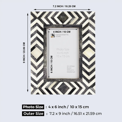Picture Frames Mosaic Chevron Pattern Bone Inlay Collection in 3 sizes, Grey – Wholesale picture frames