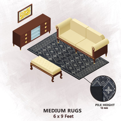 Premium Hand-Tufted Rug Made of 100% Wool  - Snowfall - 6x9 Feet