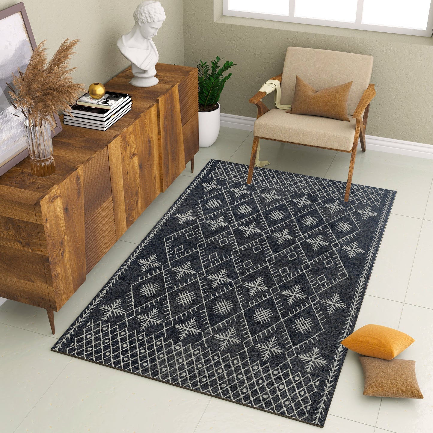 Premium Hand-Tufted Rug Made of 100% Wool  - Snowfall - 6x9 Feet