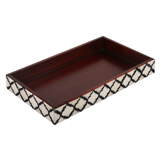 Countertop and Vanity Tray - Handmade Moroccan Pattern 10x6 Towel Tray - Black White