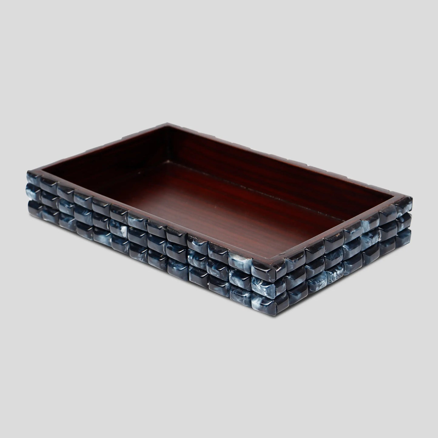 Vanity Trays Illusion Ice Pattern Resin Inlay Collection in 10x6, Blue