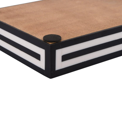 Countertop and Vanity Tray - Parlour Concentric Pattern Black & White 10x6 inches