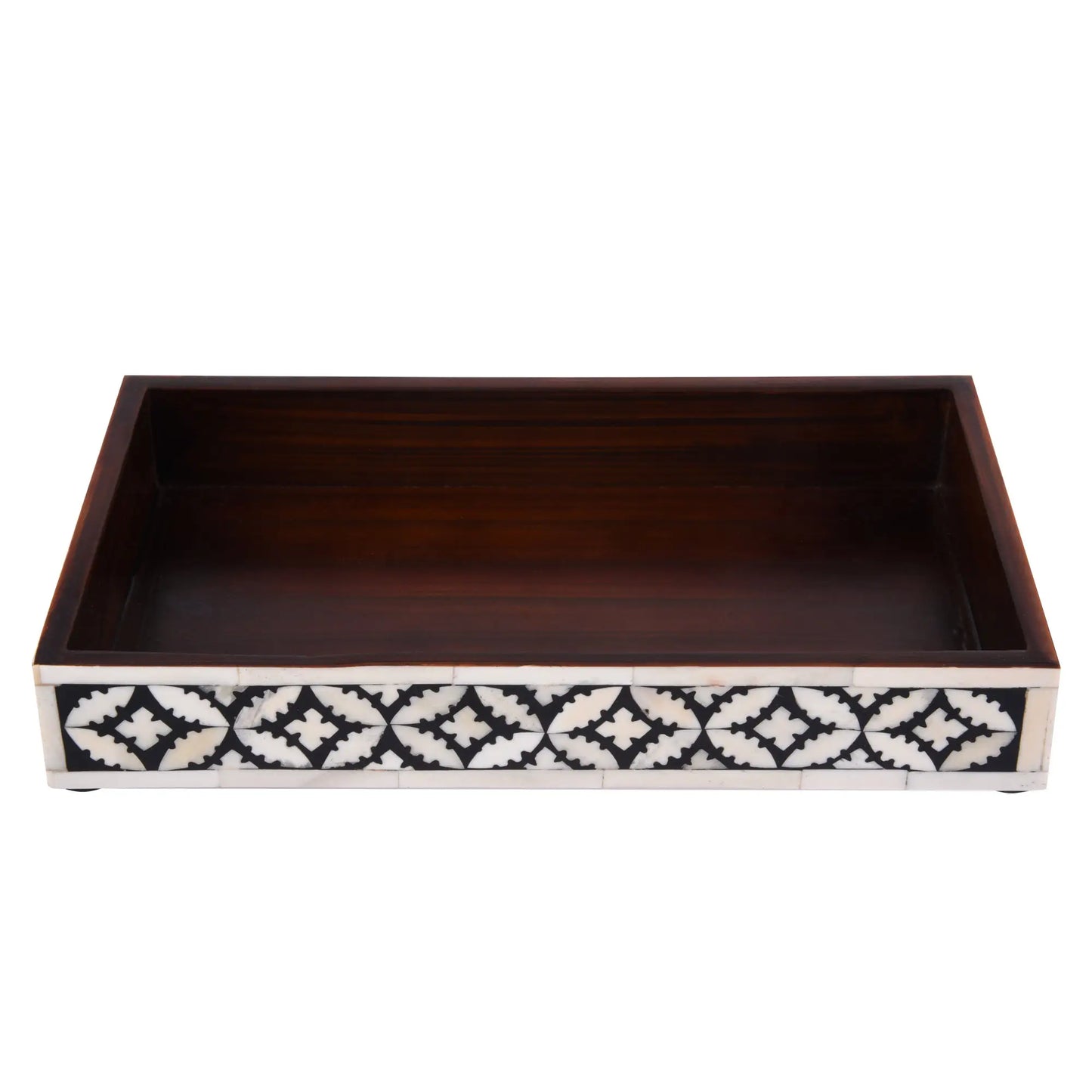 Countertop and Vanity Tray -  Parlour-Rummy Pattern Black & White 10x6 Inches
