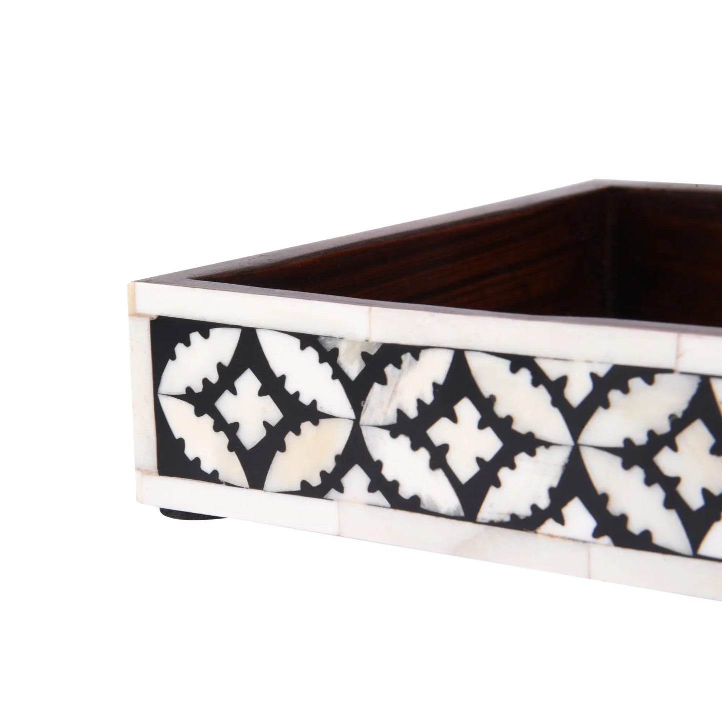 Countertop and Vanity Tray -  Parlour-Rummy Pattern Black & White 10x6 Inches