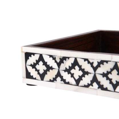 Countertop and Vanity Tray -  Parlour-Rummy Pattern Black & White 10x6 Inches