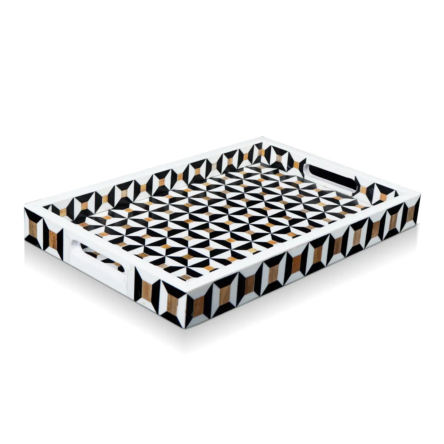 Decorative Trays Discovery Cypher Pattern Resin Inlay Collection in 2 Sizes