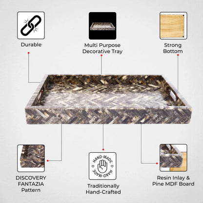 Decorative Trays Discovery Fantazia Pattern Resin Inlay Collection in 2 Sizes