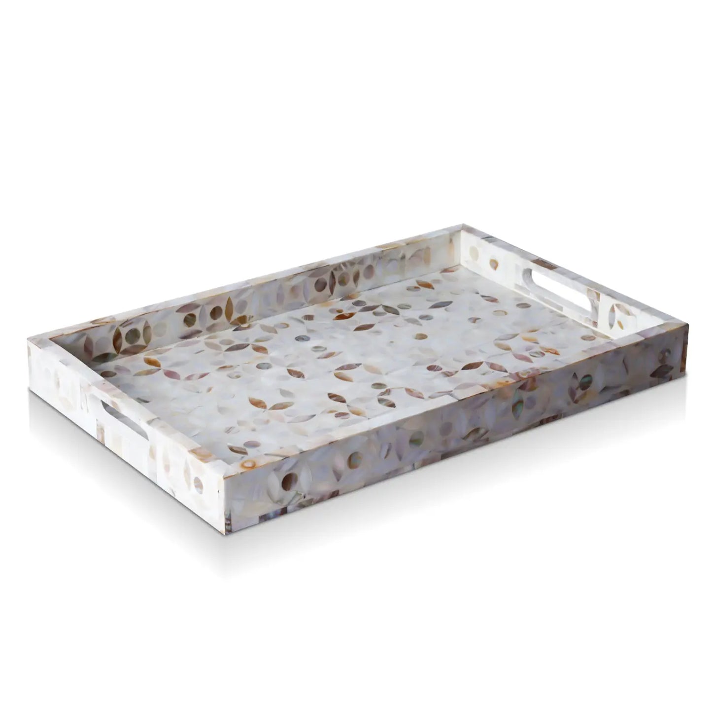 Decorative Trays Discovery Jewel Grande Pattern Mother of Pearl & Resin Inlay Collection in 2 Sizes